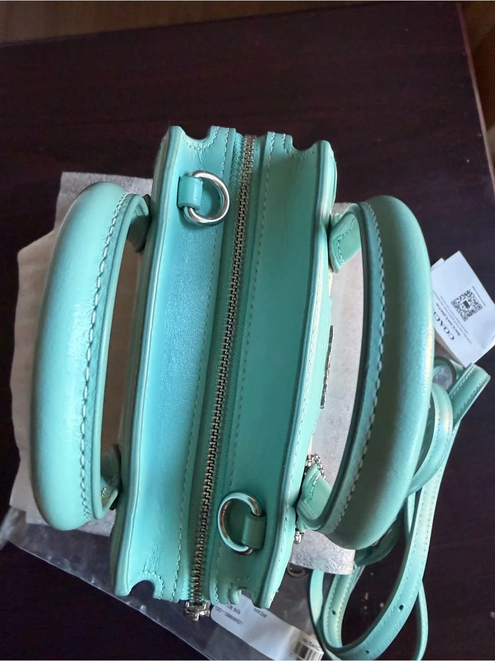 Coach Mini Satchel in Mint and Beige Signature Canvas